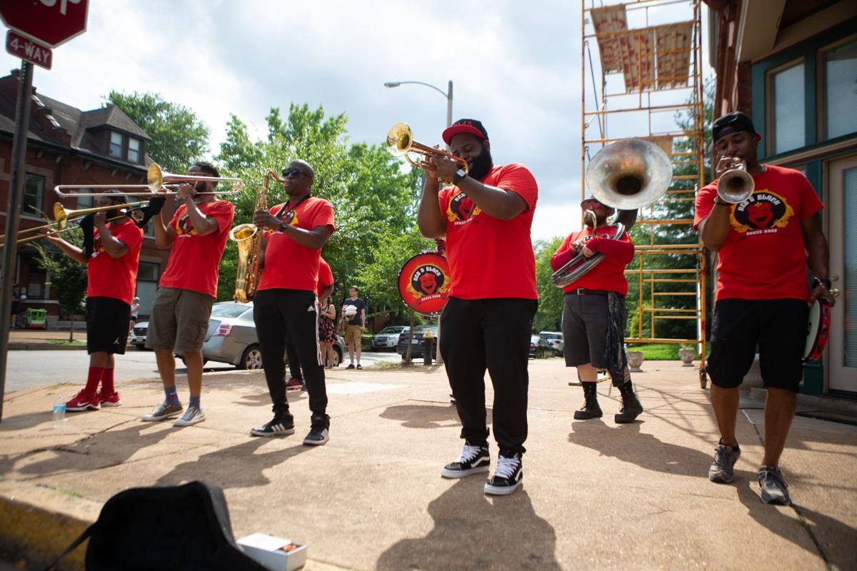 Loop in Motion rolling out in the Delmar Loop with Marquise Knox, Red and Black Brass Band, Zida Lioness